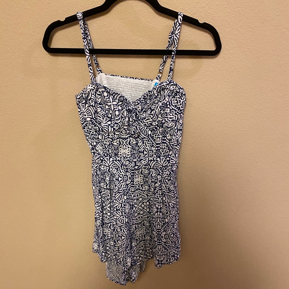 Blue and white romper